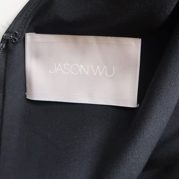 Jason Wu Black Lace Inset Silk Georgette Short Sleeve Mini Dress Size 10 - Picture 9 of 10